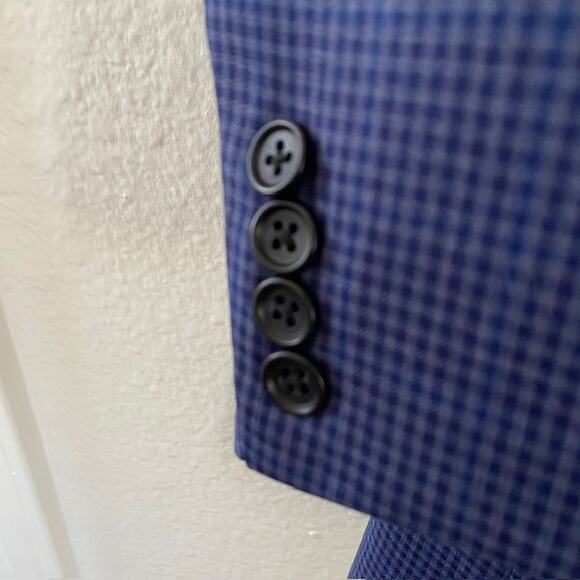 Joseph A. Bank Signature Collection Men's 58 R Blue Check Suit Jacket 100% Wool - Picture 8 of 16